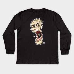 Halloween Mummy Angry Head Shot Kids Long Sleeve T-Shirt